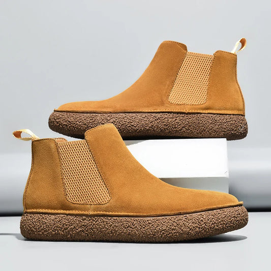 Fairbank Suede Chelsea Boots in brown, side profile