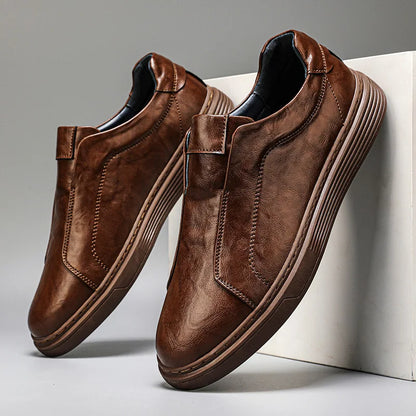 Kelmscott Leather Slip-Ons in brown, side profile