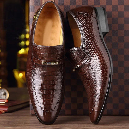Vasari Croc Embossed Loafers reptile texture detail