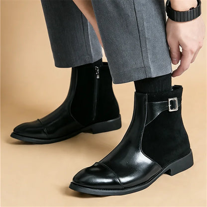 Thornbury Patchwork Buckle Boots side profile