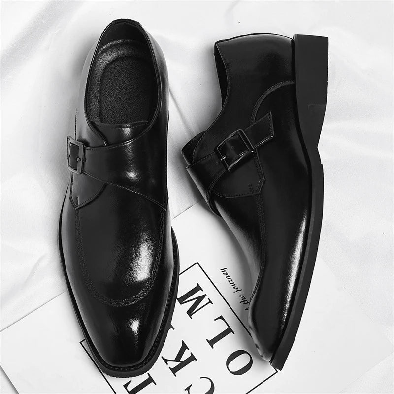 Whitcombe Leather Monk Straps leather upper detail