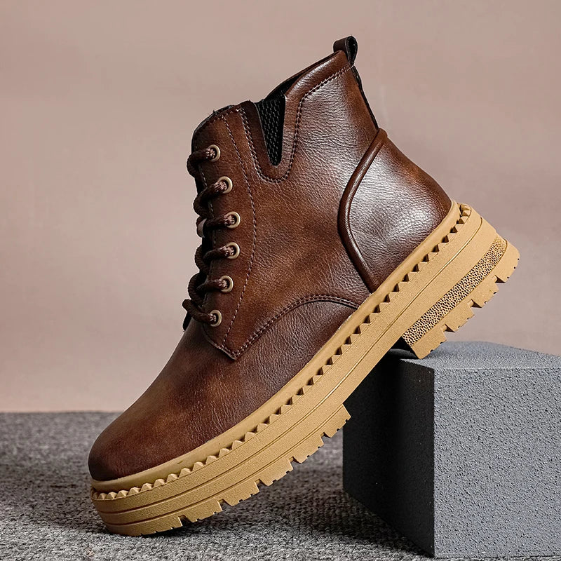 Thatcher Lug Sole Boots split leather upper detail