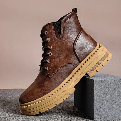 Thatcher Lug Sole Boots split leather upper detail