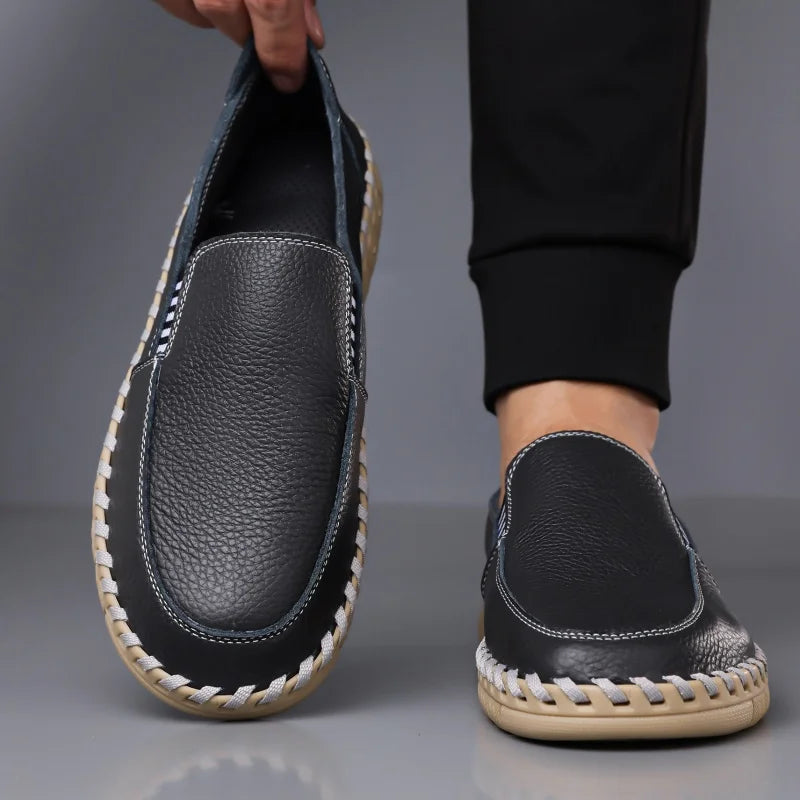 Merrick Leather Driving Mocs hand-stitched sole detail