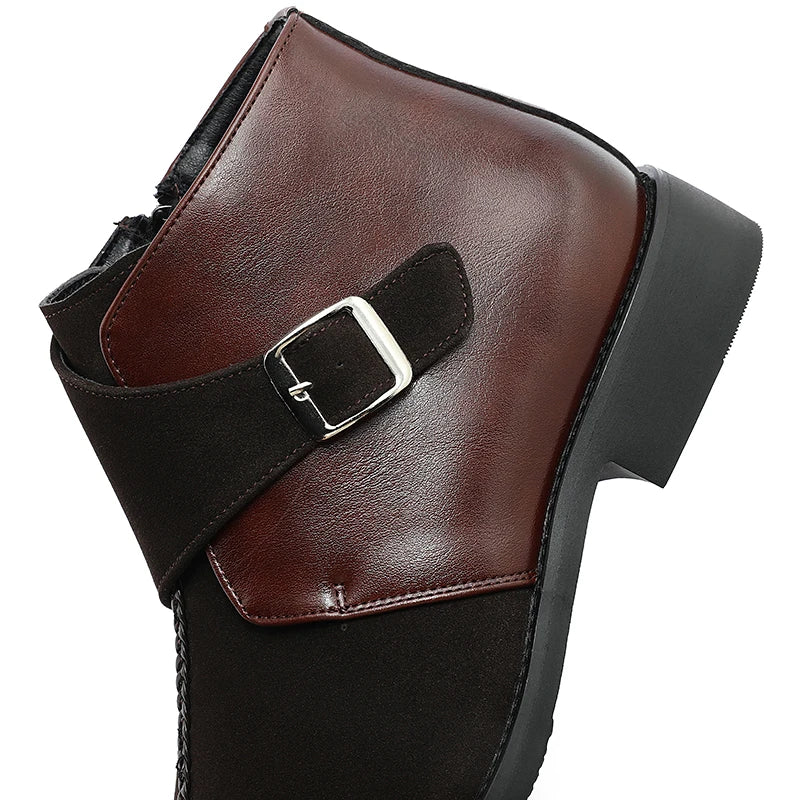 Ashcombe Patchwork Chelsea Boots side zip entry
