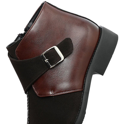 Ashcombe Patchwork Chelsea Boots side zip entry