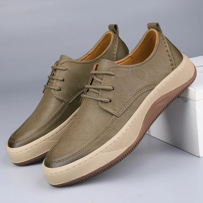 Alcott Leather Sneakers moc toe seam detail