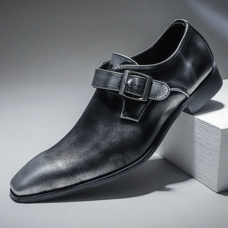 Whitmore Perforated Strap Monk Shoes 4