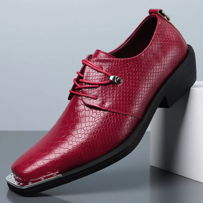Montrose Croc-Effect Square Toe Dress Shoes 2