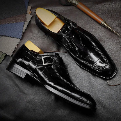 Lovelace Croc Monk Straps in black