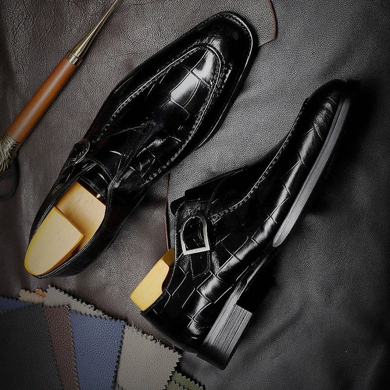 Lovelace Croc Monk Straps angled view