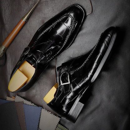 Lovelace Croc Monk Straps angled view