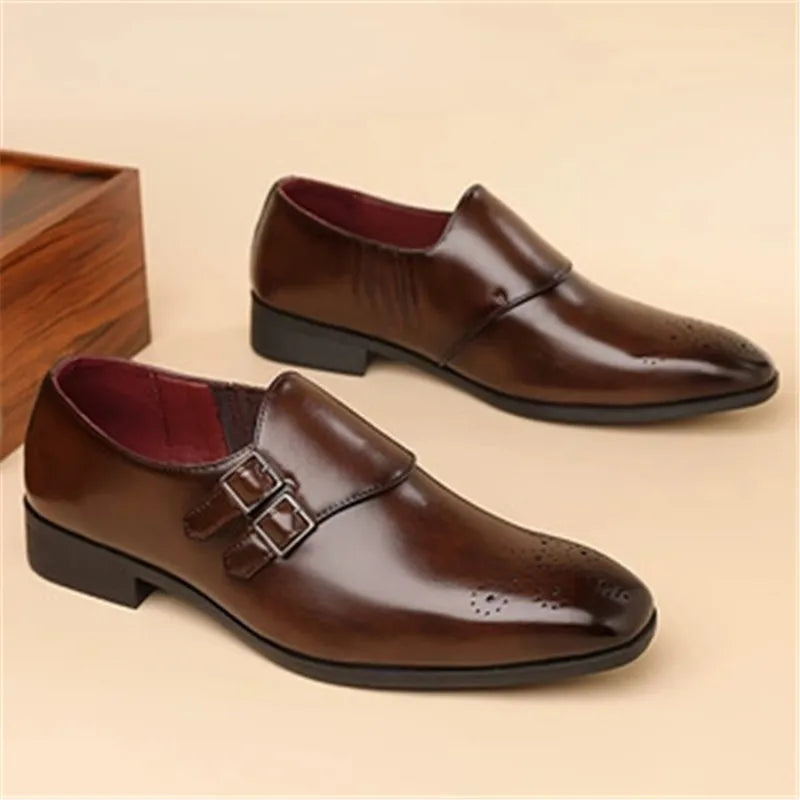 Fenchurch Double Buckle Brogues in brown