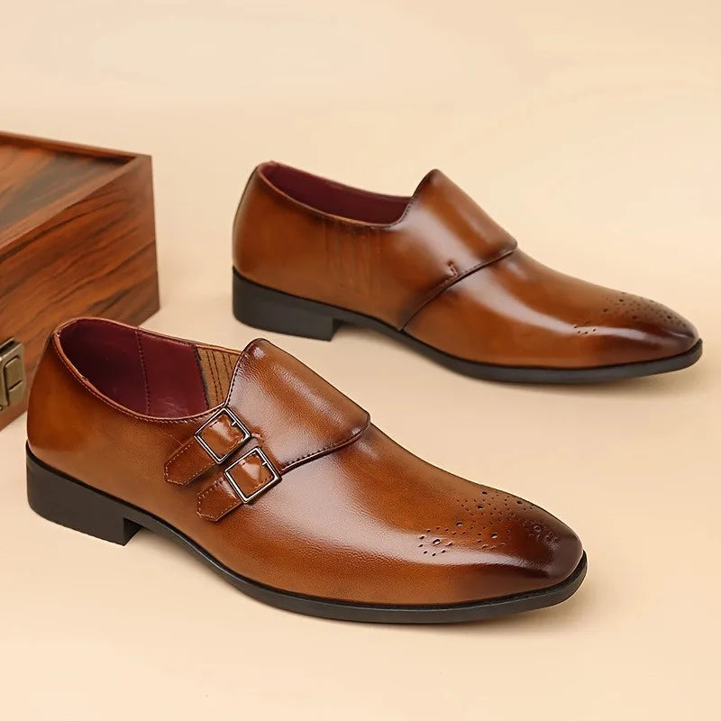 Fenchurch Double Buckle Brogues in tan