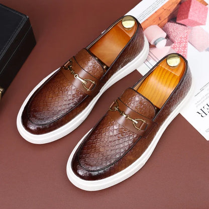 Marchetti Croc Horsebit Loafers in brown