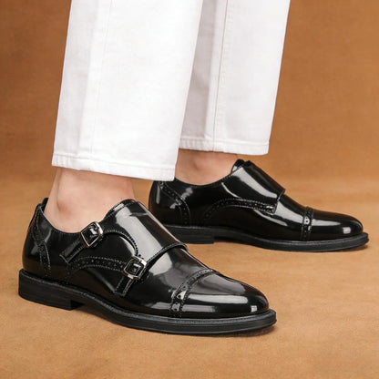 Claremont Glossy Cap Toe Monk Strap Shoes 2