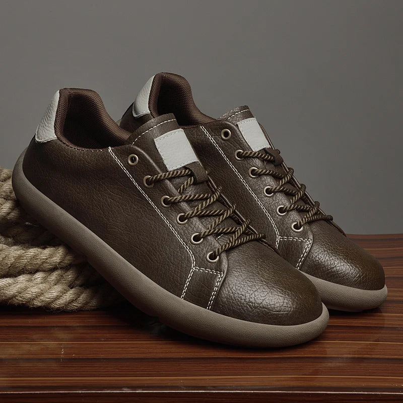Loxley Leather Sneakers contrast heel panel detail