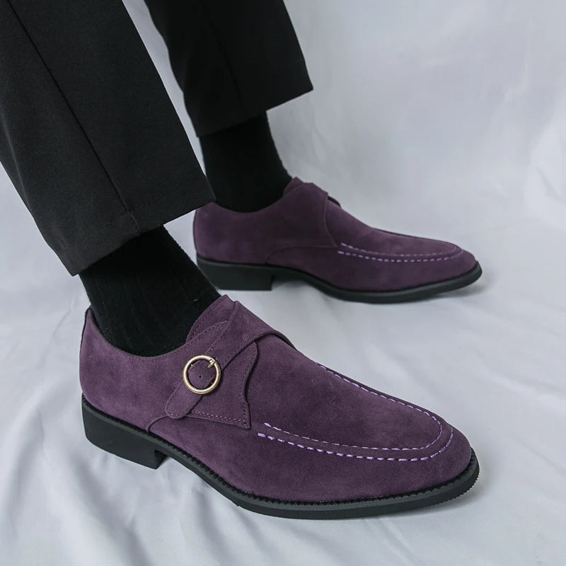 Cavendish Round Buckle Suede Loafers