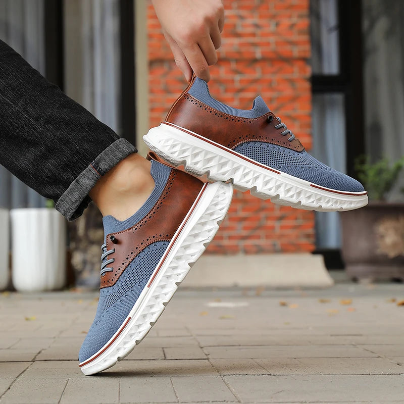 Ashford Knit Dress Sneakers worn with trousers