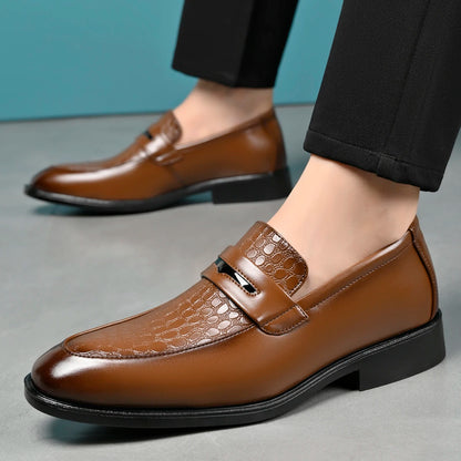 Ardmore Textured Loafers metal bar vamp detail