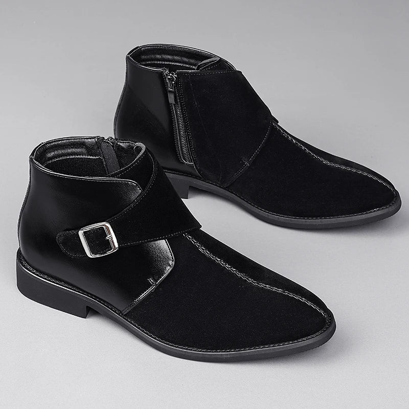 Ashcombe Patchwork Chelsea Boots worn with trousers
