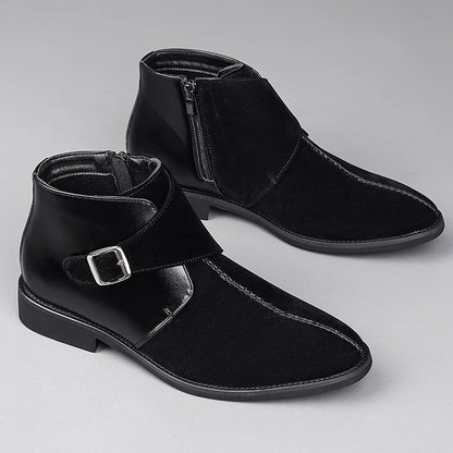 Ashcombe Patchwork Chelsea Boots worn with trousers