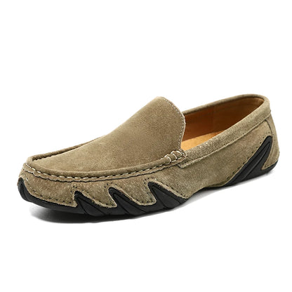 Halstow Suede Moccasins in dark khaki