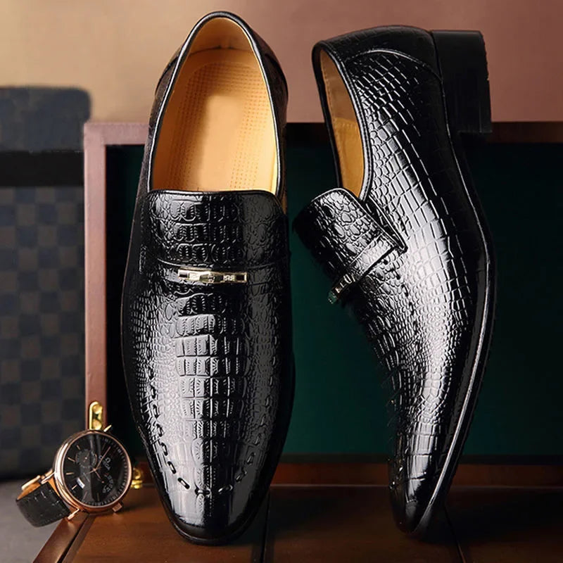 Vasari Croc Embossed Loafers angled view