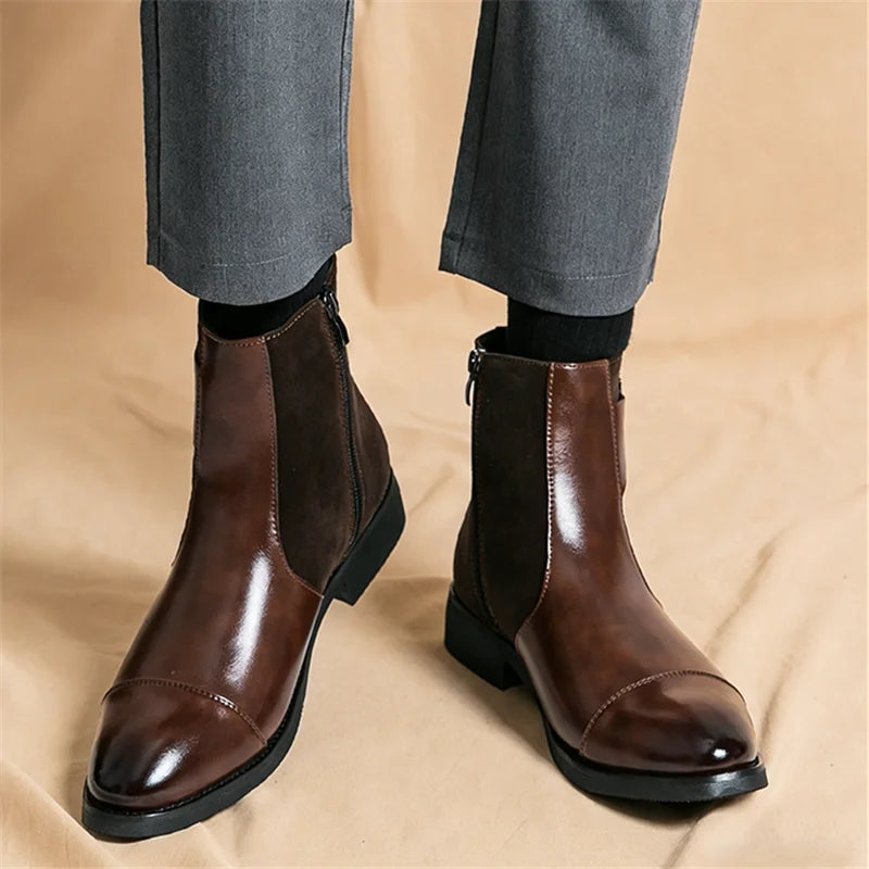 Thornbury Patchwork Buckle Boots patchwork panel detail