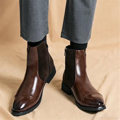 Thornbury Patchwork Buckle Boots patchwork panel detail