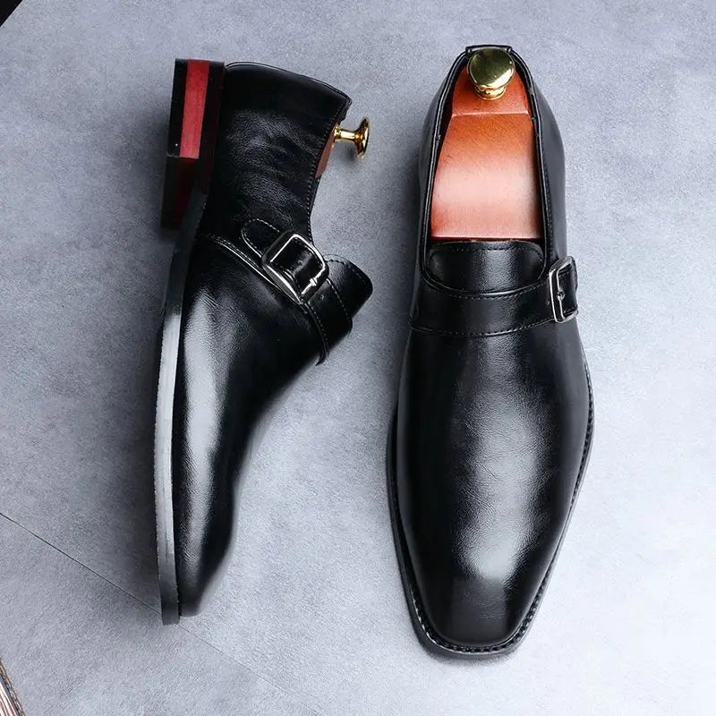 Aldworth Double Buckle Dress Shoes square toe and sole detail