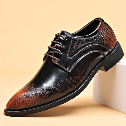 Hartley Scaled Panel Derby Shoes in dark brown