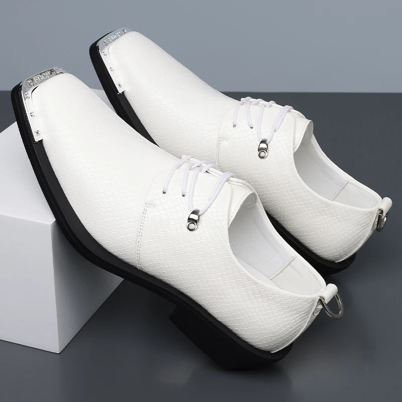 Montrose Croc-Effect Square Toe Dress Shoes 4