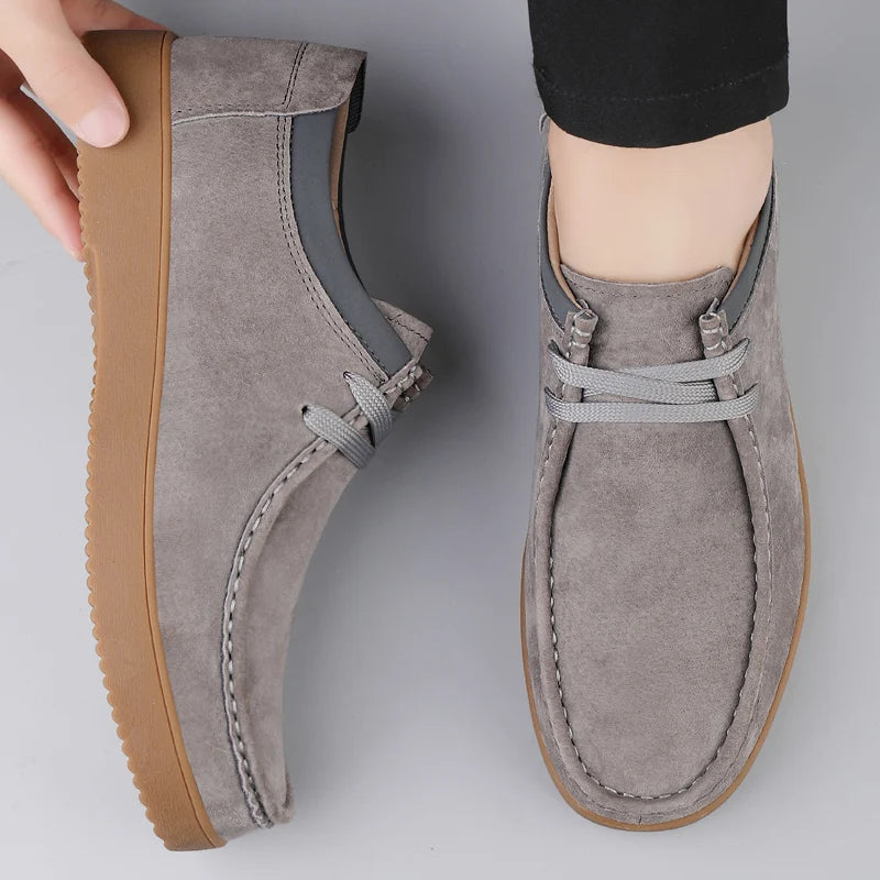 Corbin Split Leather Loafers hand-stitched moc toe