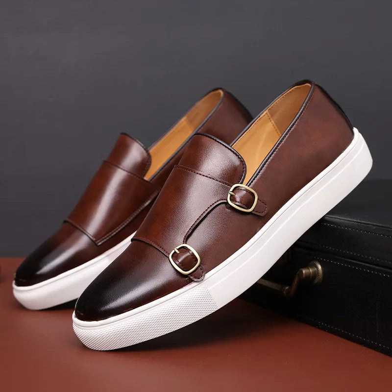 Belgrave Double Monk Slip-Ons in brown