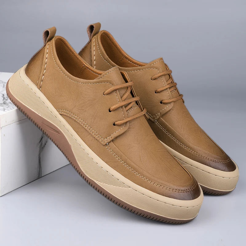 Alcott Leather Sneakers in khaki, side profile