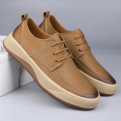 Alcott Leather Sneakers in khaki, side profile