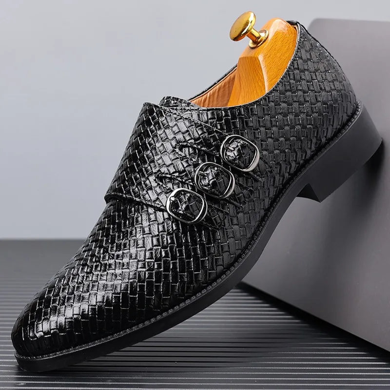 Wychwood Basketweave Triple Buckle Dress Shoes 6