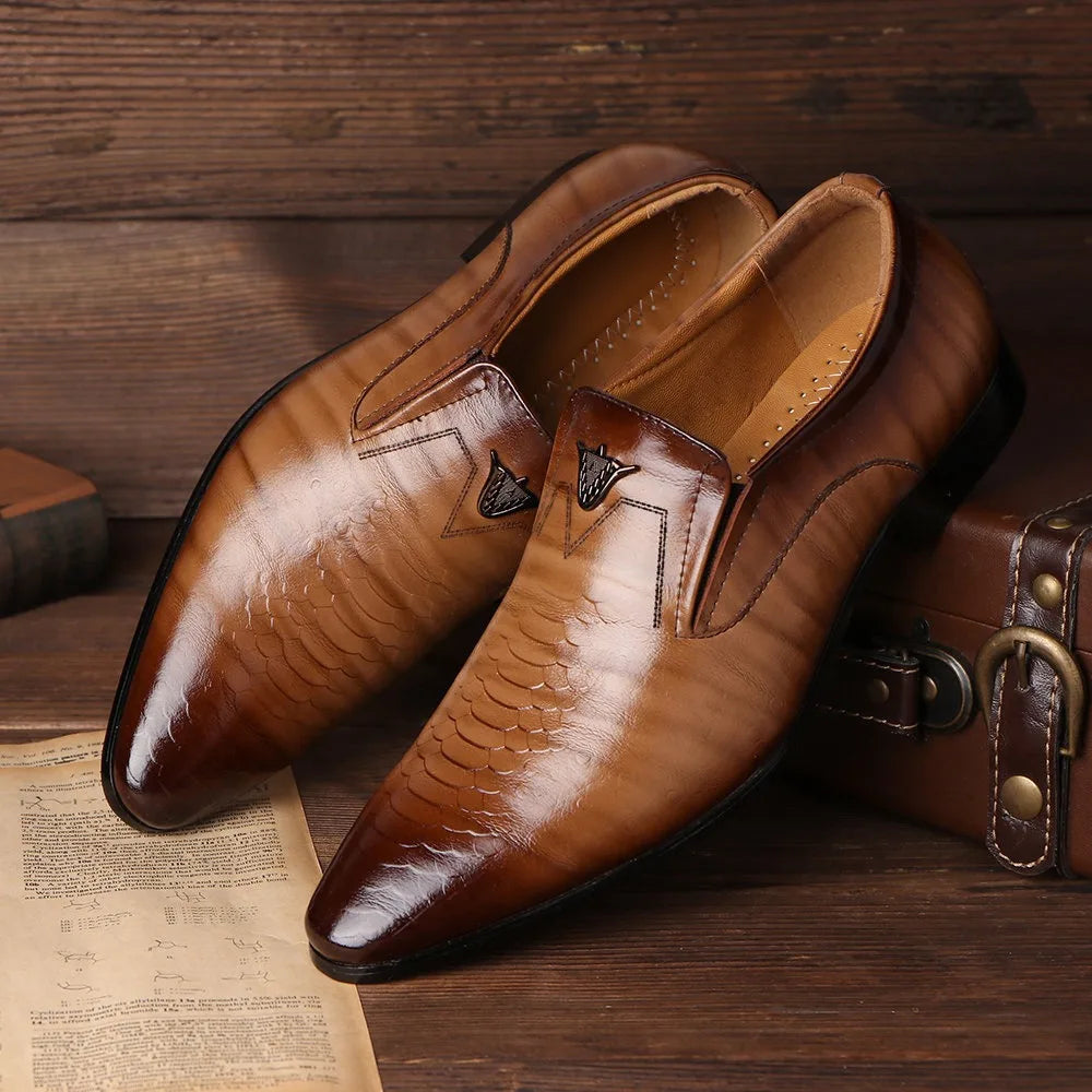 Bramwell Scale-Embossed Emblem Loafers 3