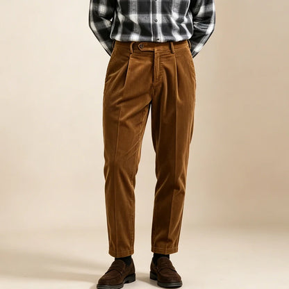 Wexford Pleated Corduroy Trousers straight leg full view