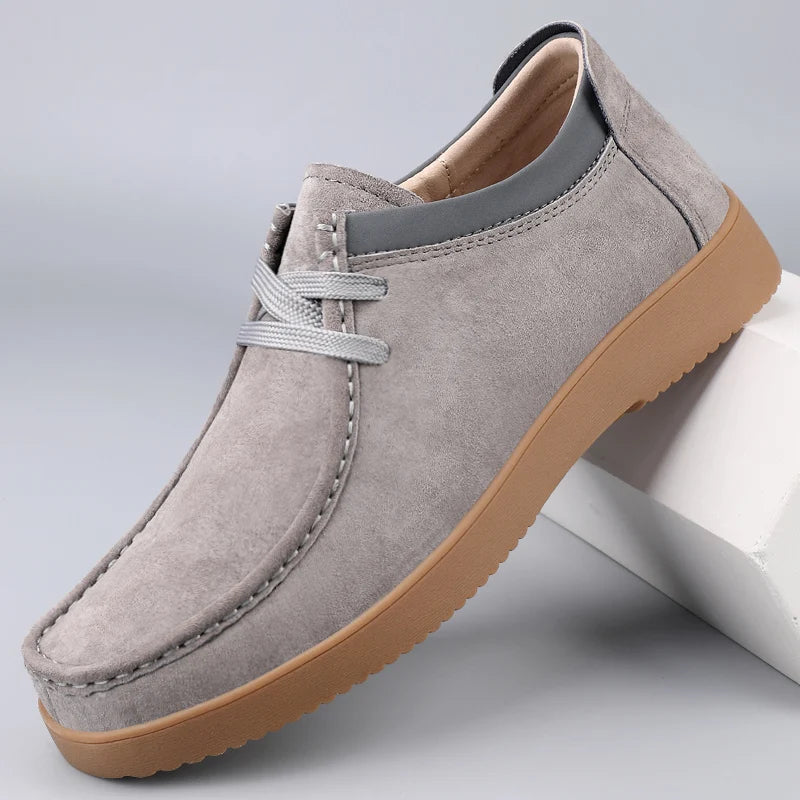 Corbin Split Leather Loafers in gray, side profile