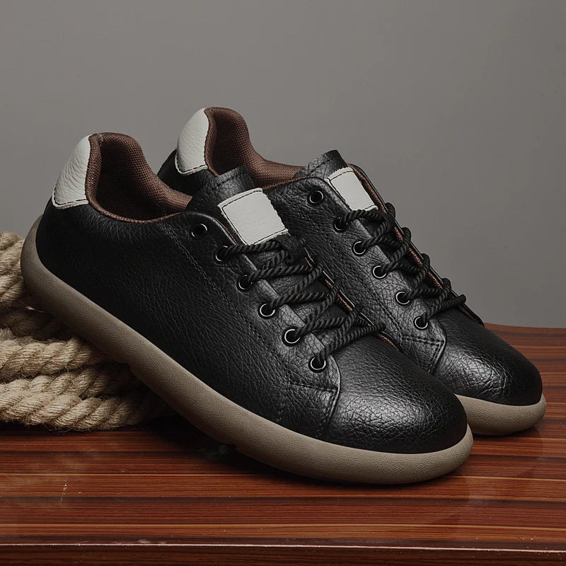 Loxley Leather Sneakers pebbled leather grain detail