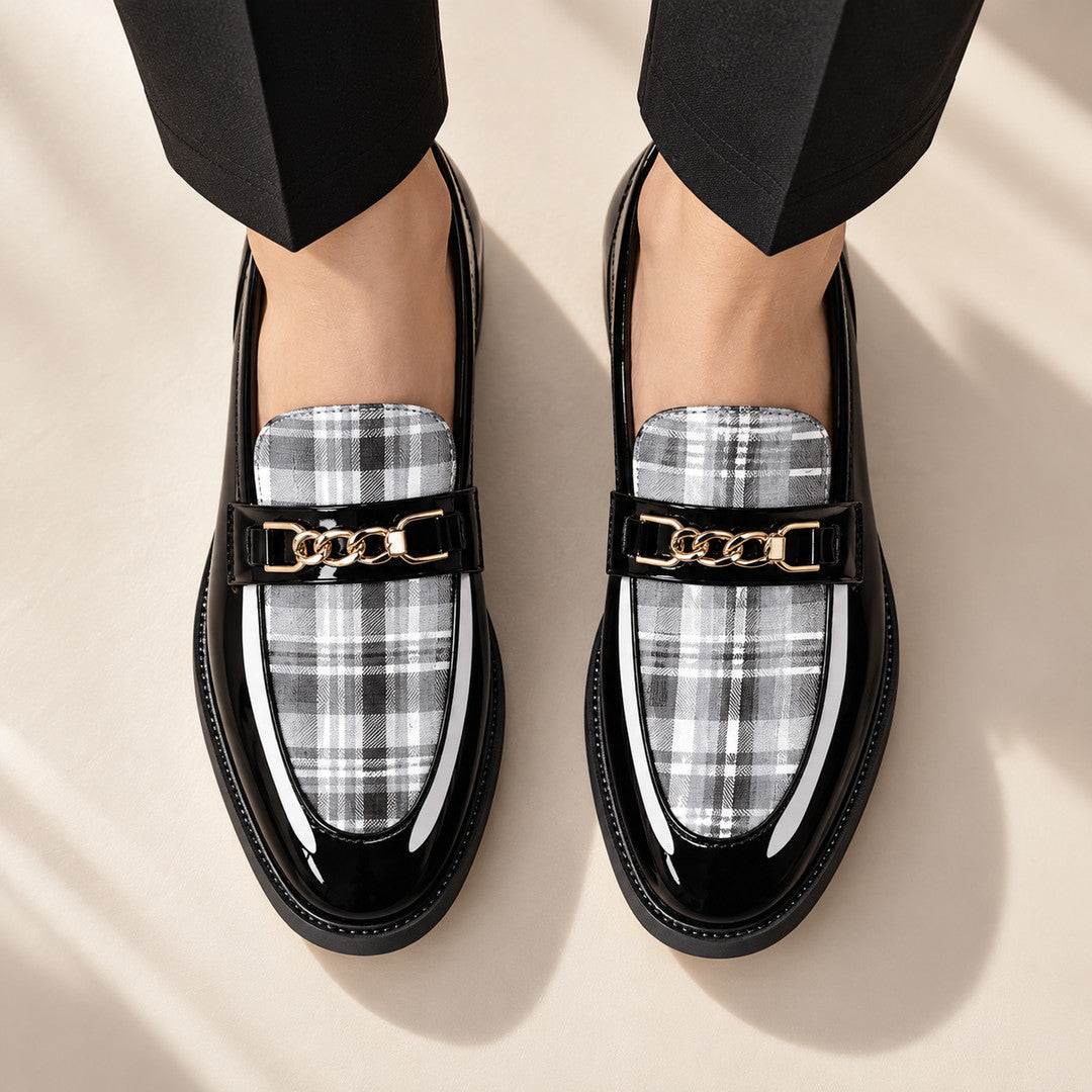 Alderwick Plaid Panel Chain Loafers (1:1, image 3)