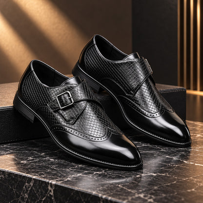 Ashbourne Embossed Wingtip Monk Shoes (1:1, image 1)