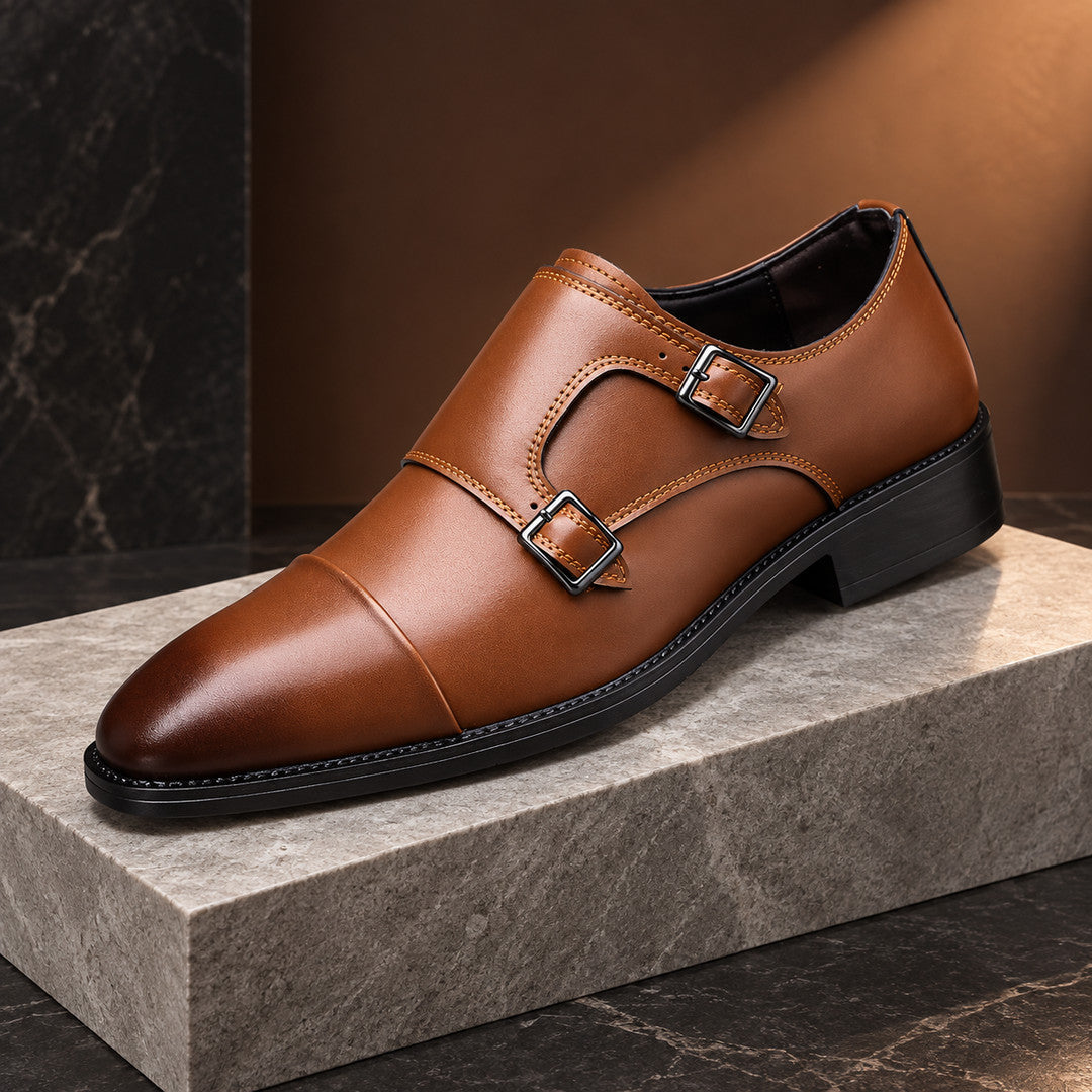 Auremont Split Leather Double Monk Strap Shoes (1:1, image 1)