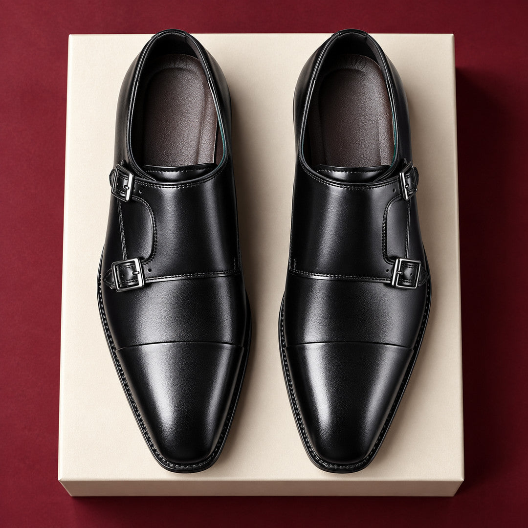 Auremont Split Leather Double Monk Strap Shoes (1:1, image 3)