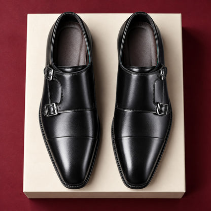 Auremont Split Leather Double Monk Strap Shoes (1:1, image 3)