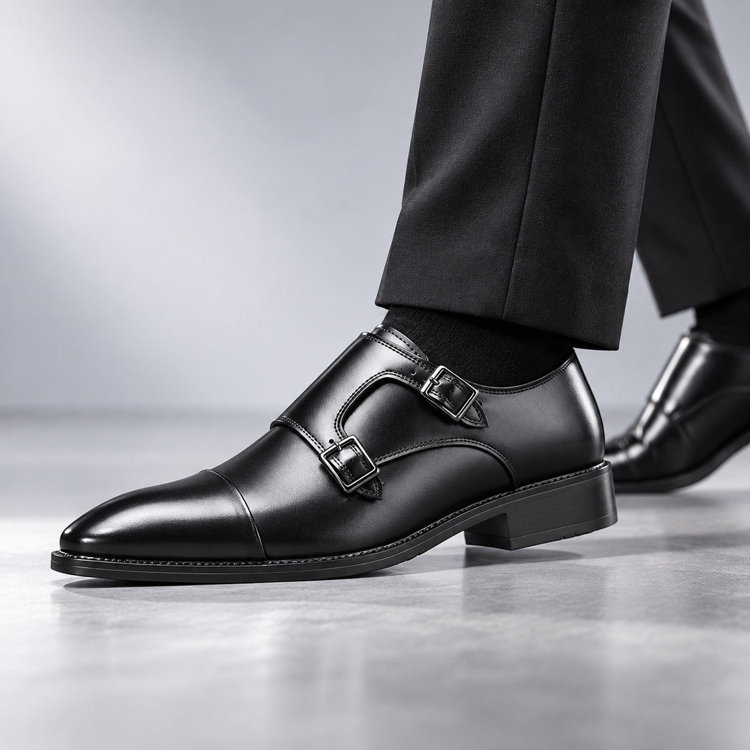 Auremont Split Leather Double Monk Strap Shoes (1:1, image 6)