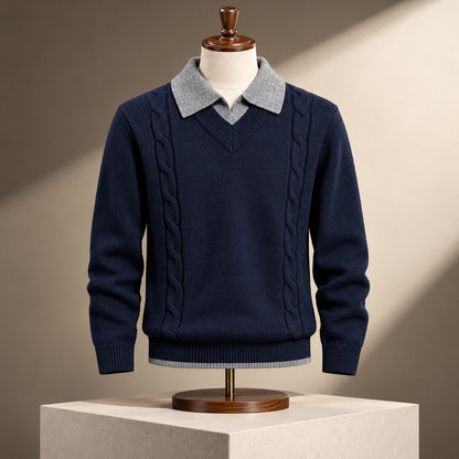 Averleigh Contrast Collar Cable Knit Sweater (1:1, image 1)