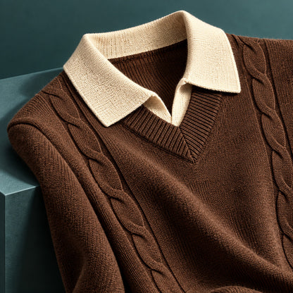 Averleigh Contrast Collar Cable Knit Sweater (1:1, image 4)